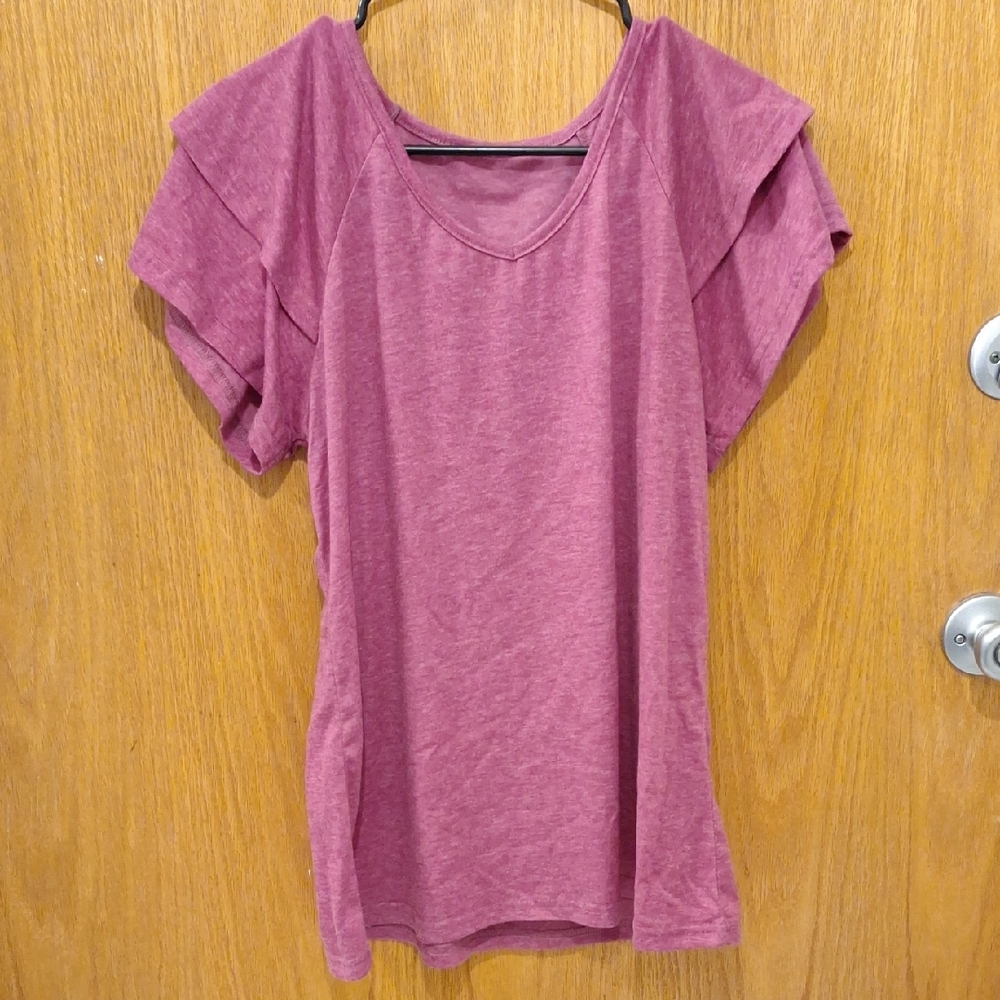 Soft purple flutter sleeve blouse